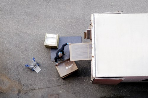 Packed belongings ready for transport during a Claphampark flat move